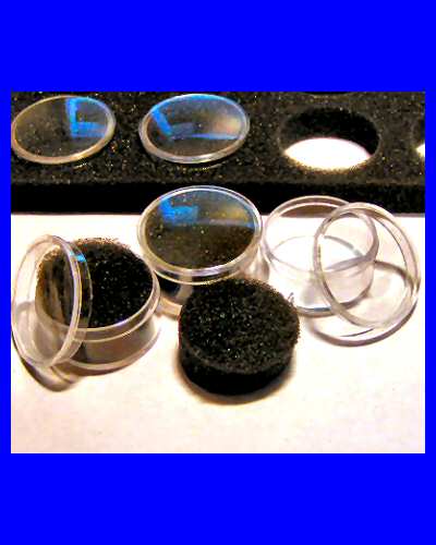 25, 1-inch Plastic BEAD GEM Storage Display Jars BLACK Foam