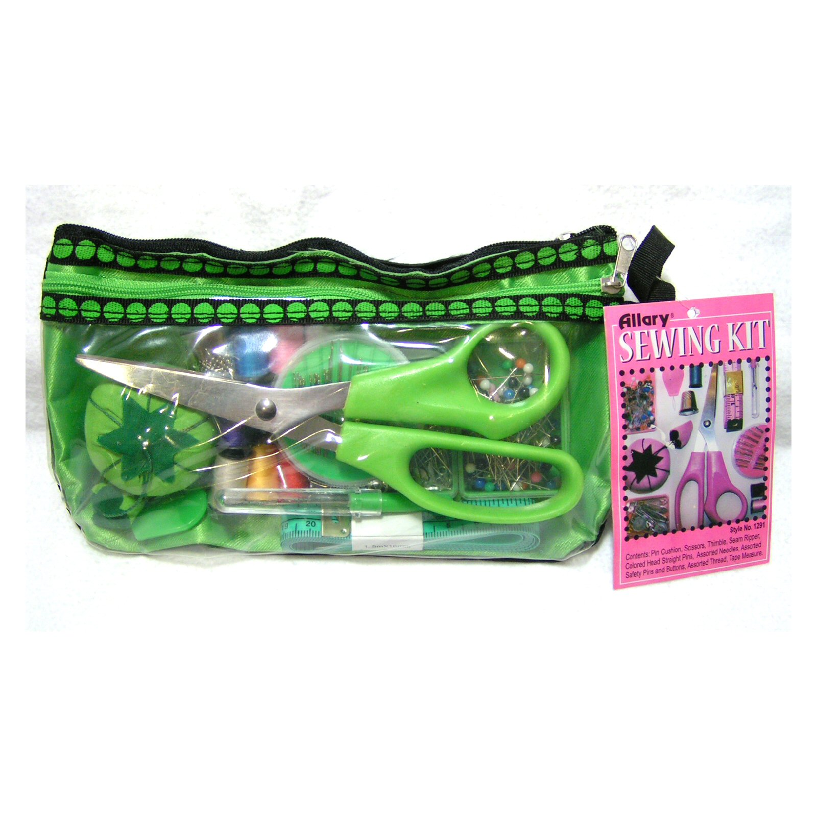 10-pc GREEN Portable Sewing Kit in Pouch for Home & Travel