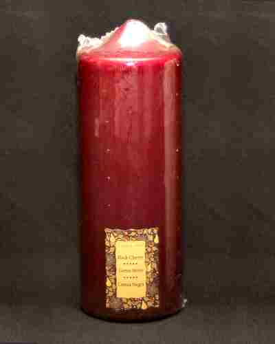 BLACK CHERRY Scented Burgundy 8-inch Pillar Candle - Click Image to Close