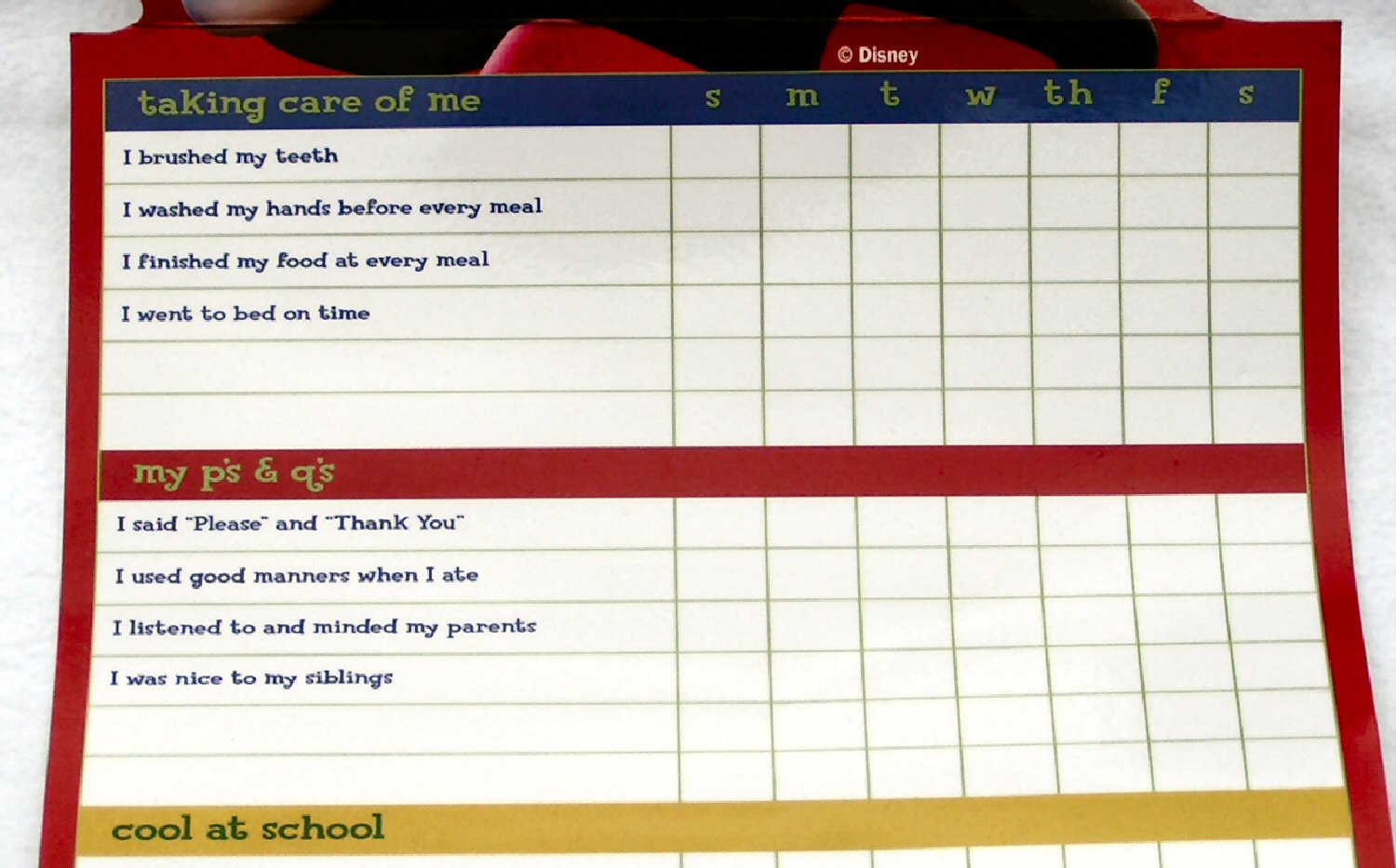 Mickey Mouse Blue Jean Goal Chart - Click Image to Close