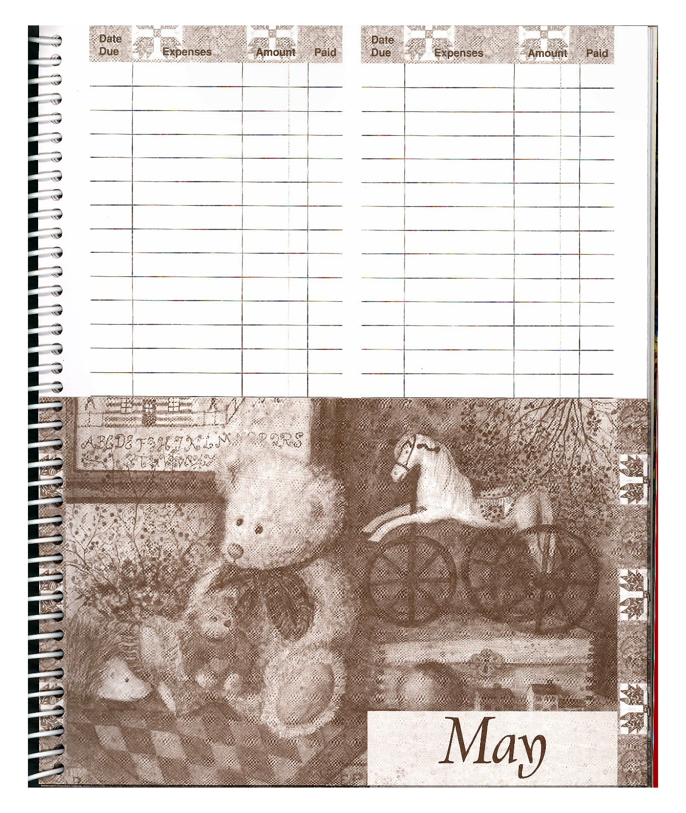 Bill Paying Organizer Budget Book with Pockets TEDDY BEARS
