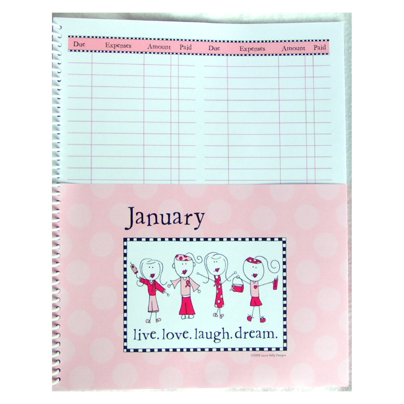 Bill Paying Organizer Budget Book w/ Pockets - Live, Laugh, Love - Click Image to Close
