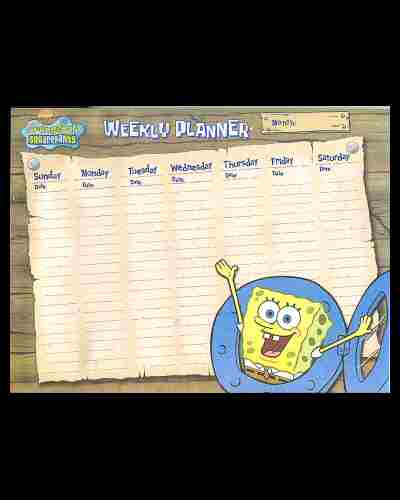Nickelodeon SPONGEBOB SQUAREPANTS Weekly Planner
