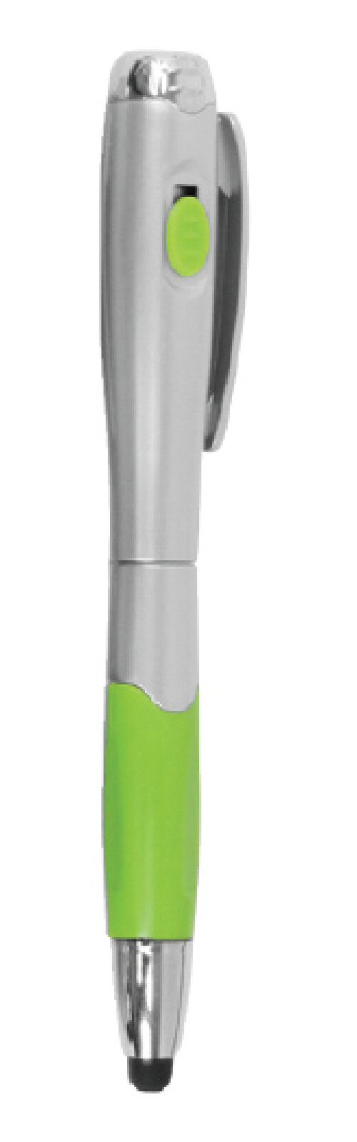 3-Way Tablet Stylus, GREEN Pen & LED Light for iPad, Android - Click Image to Close