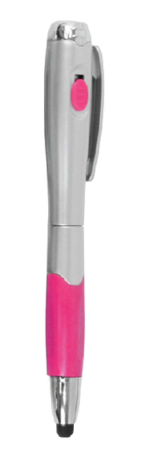 3-Way Tablet Stylus, PINK Pen & LED Light for iPad, Android - Click Image to Close
