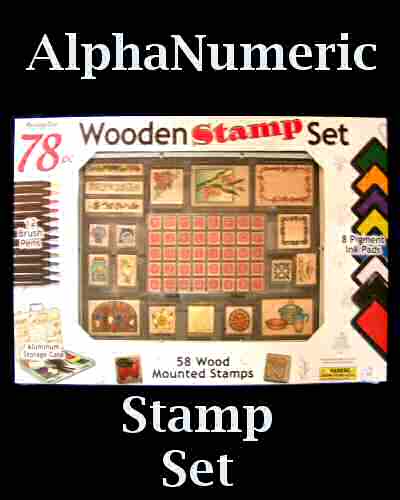 78 Piece Rubber Stamp, Ink Pad, and Brush Pen Set, Alpha-Numeric - Click Image to Close
