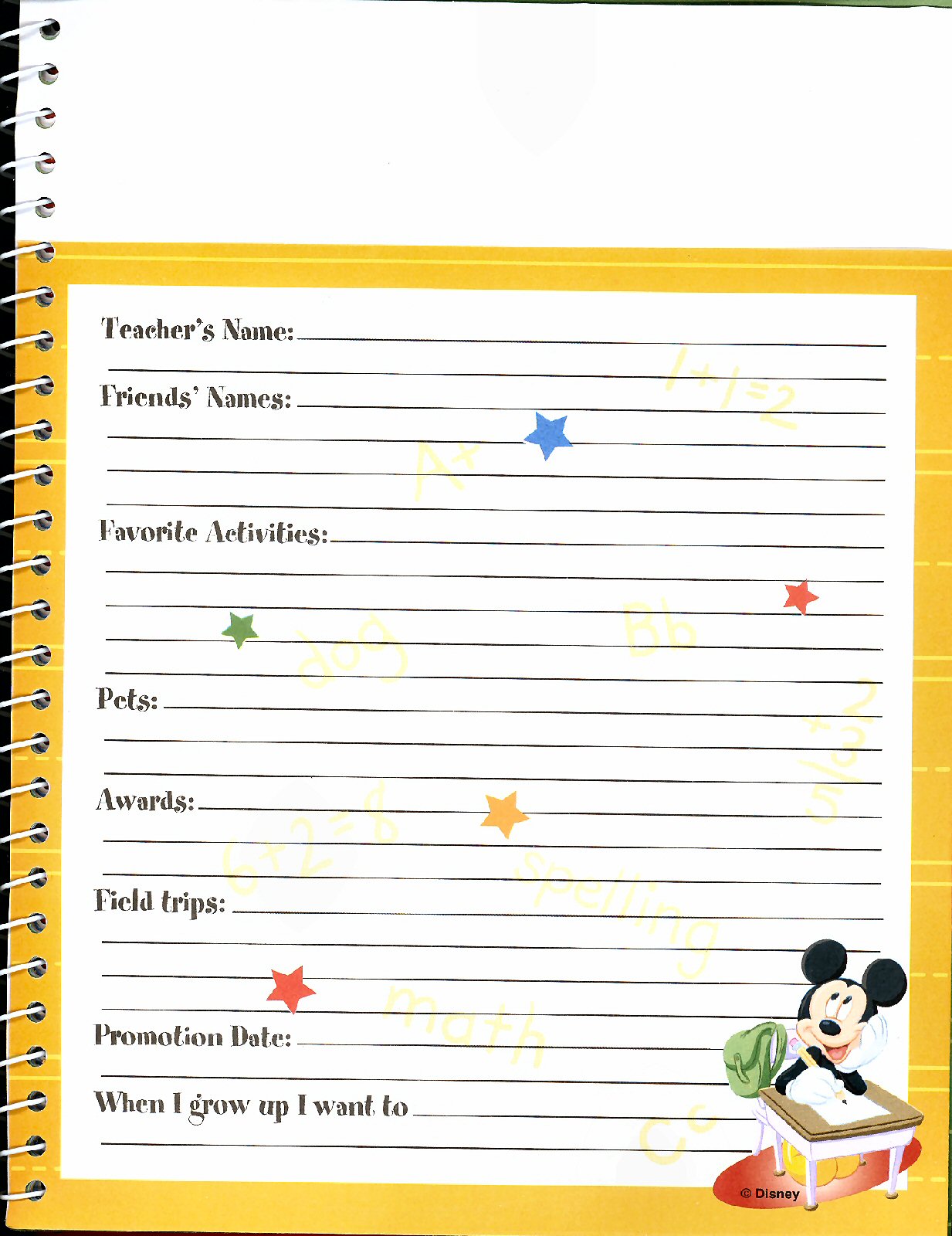 Mickey Mouse School Days Memories Book - Click Image to Close