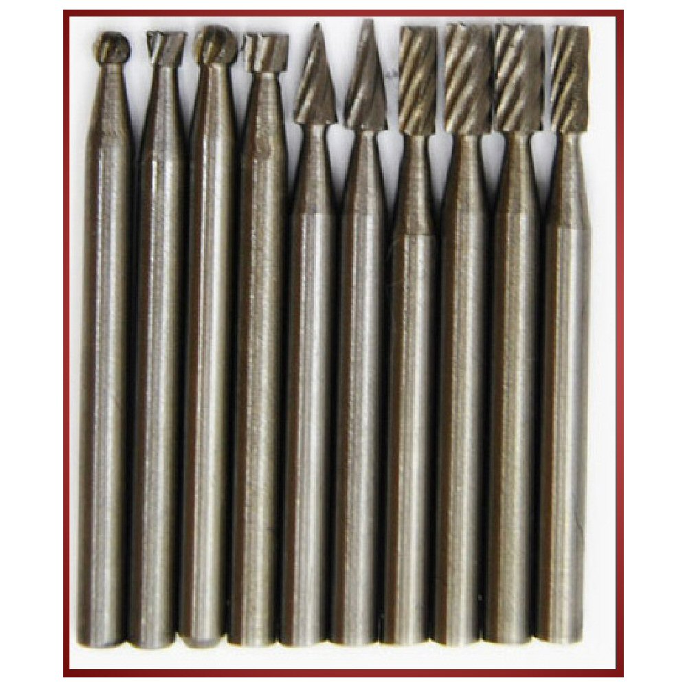 10-pc Rotary Tool HS Steel Burrs 1/8-inch Fits Dremel
