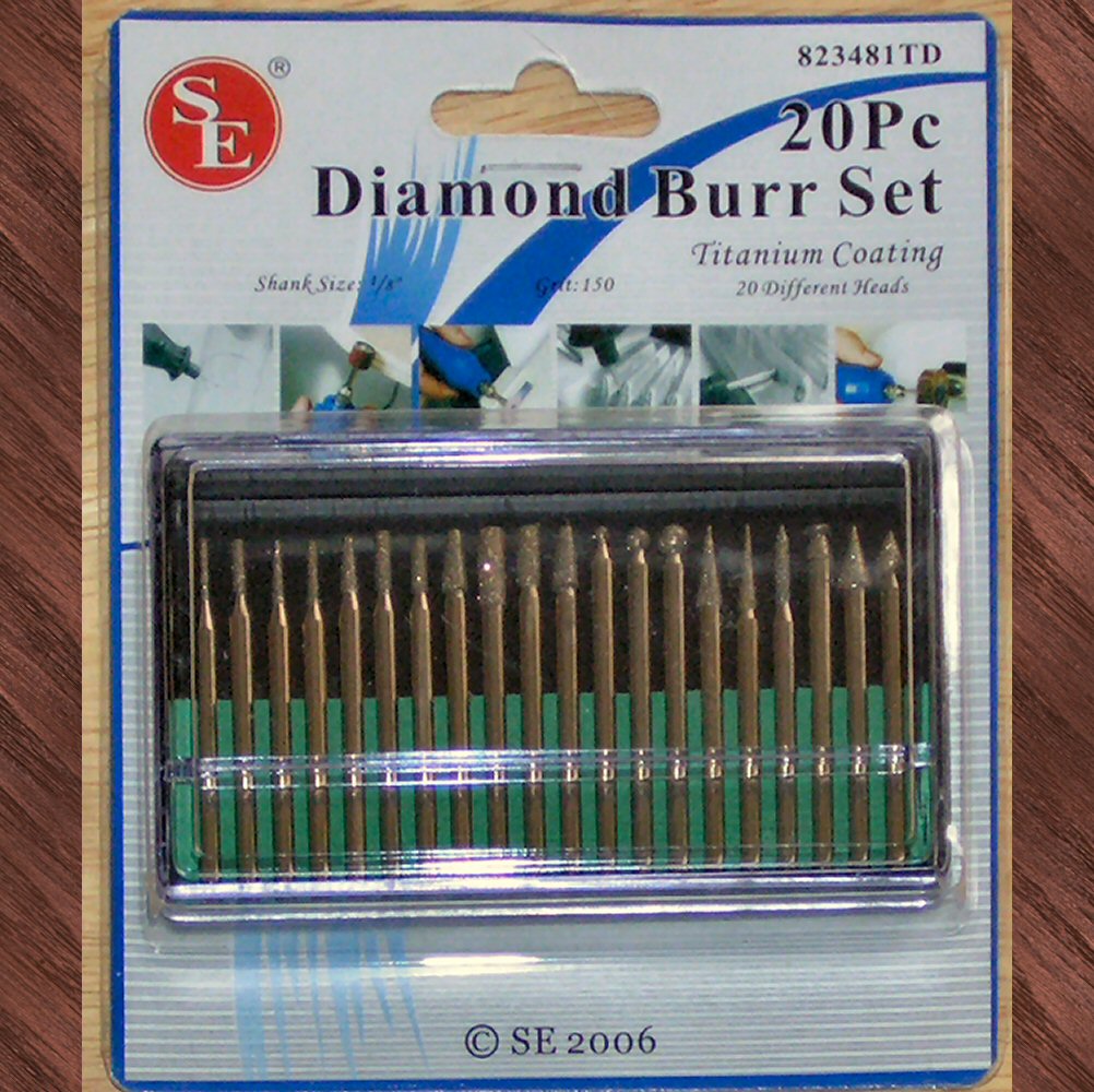 20-Pc Rotary Tool TITANIUM Diamond Burr Set Fits Dremel