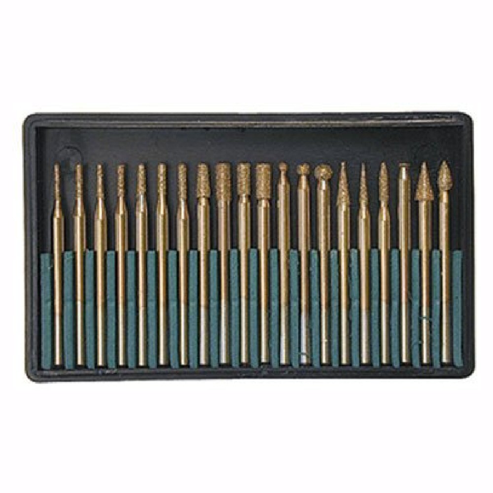 20-Pc Rotary Tool TITANIUM Diamond Burr Set Fits Dremel