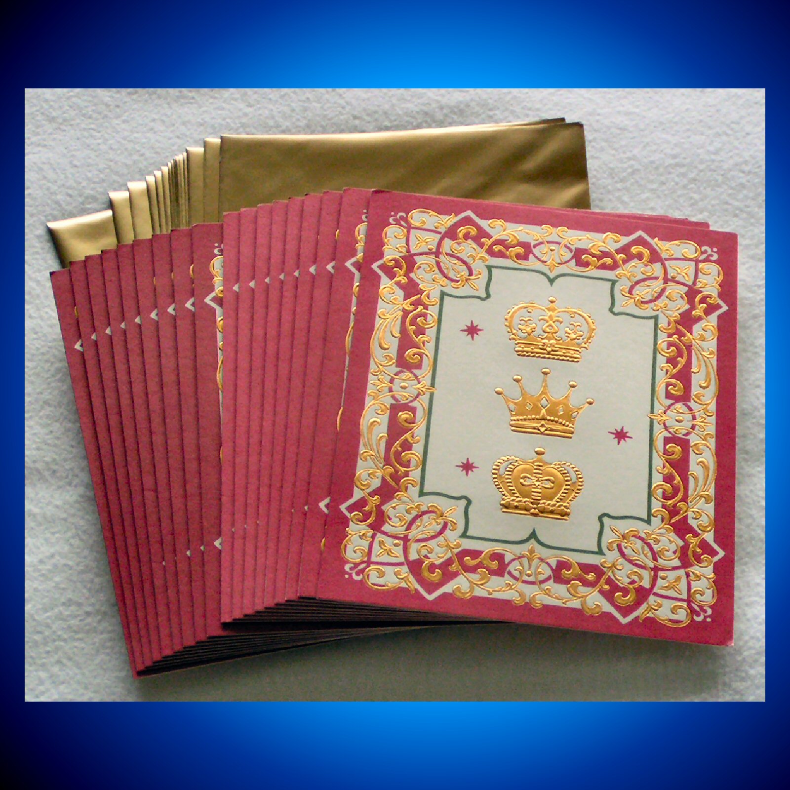 CROWNS Christmas Royalty Cards and Envelopes - set of 18
