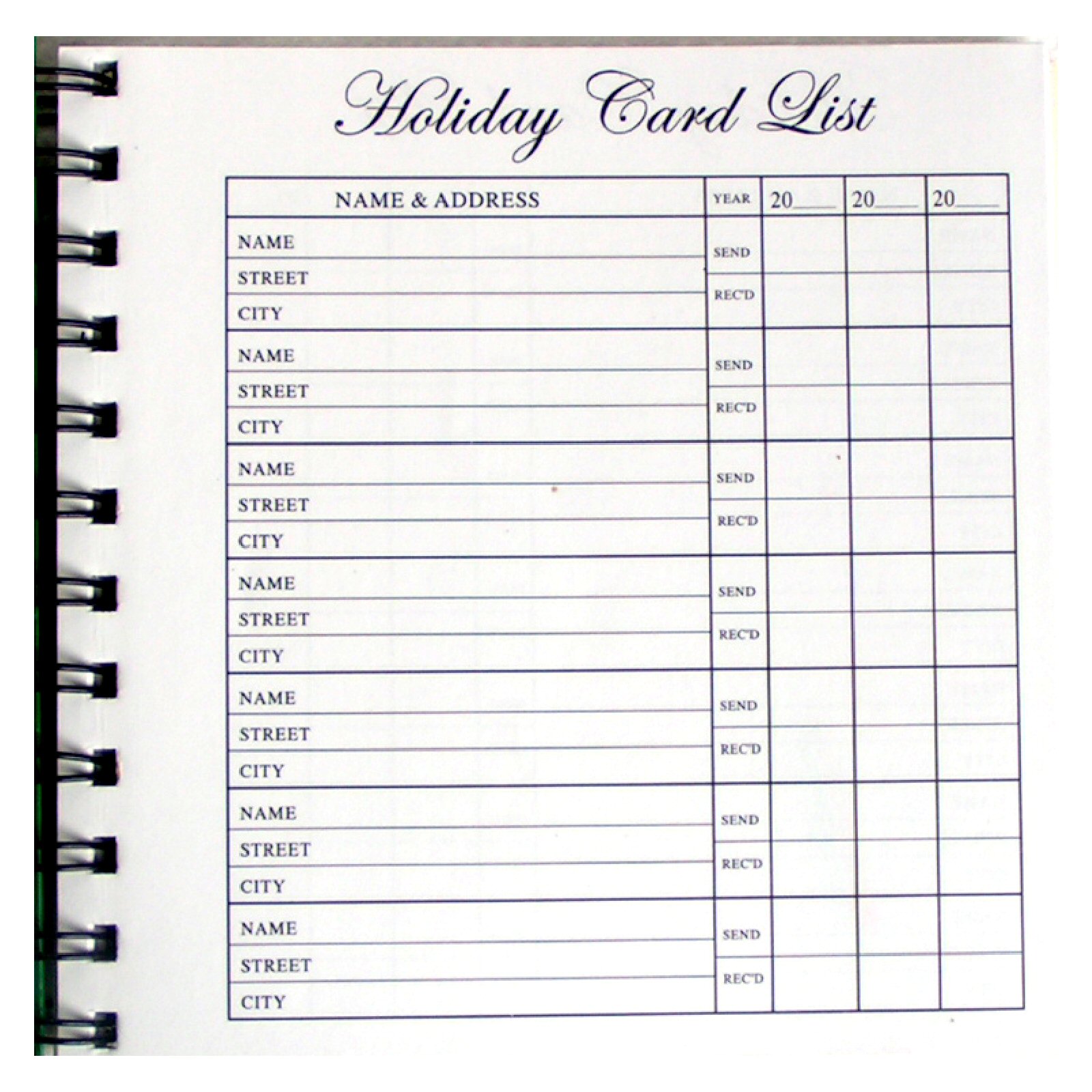 Christmas Card Holiday Address List Record Book - POINSETTIA - Click Image to Close