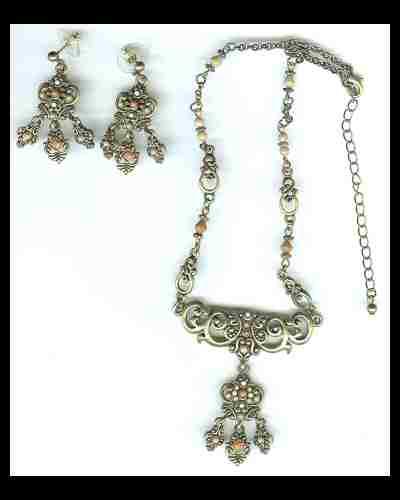 Vintage Necklace and Chandelier Earring Set A