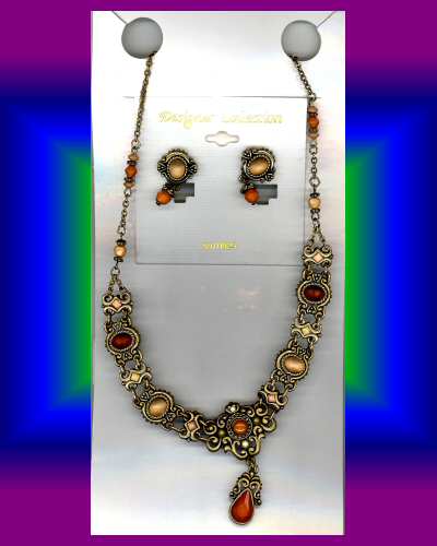 Vintage Fashion Necklace Earring Set Costume Jewelry E