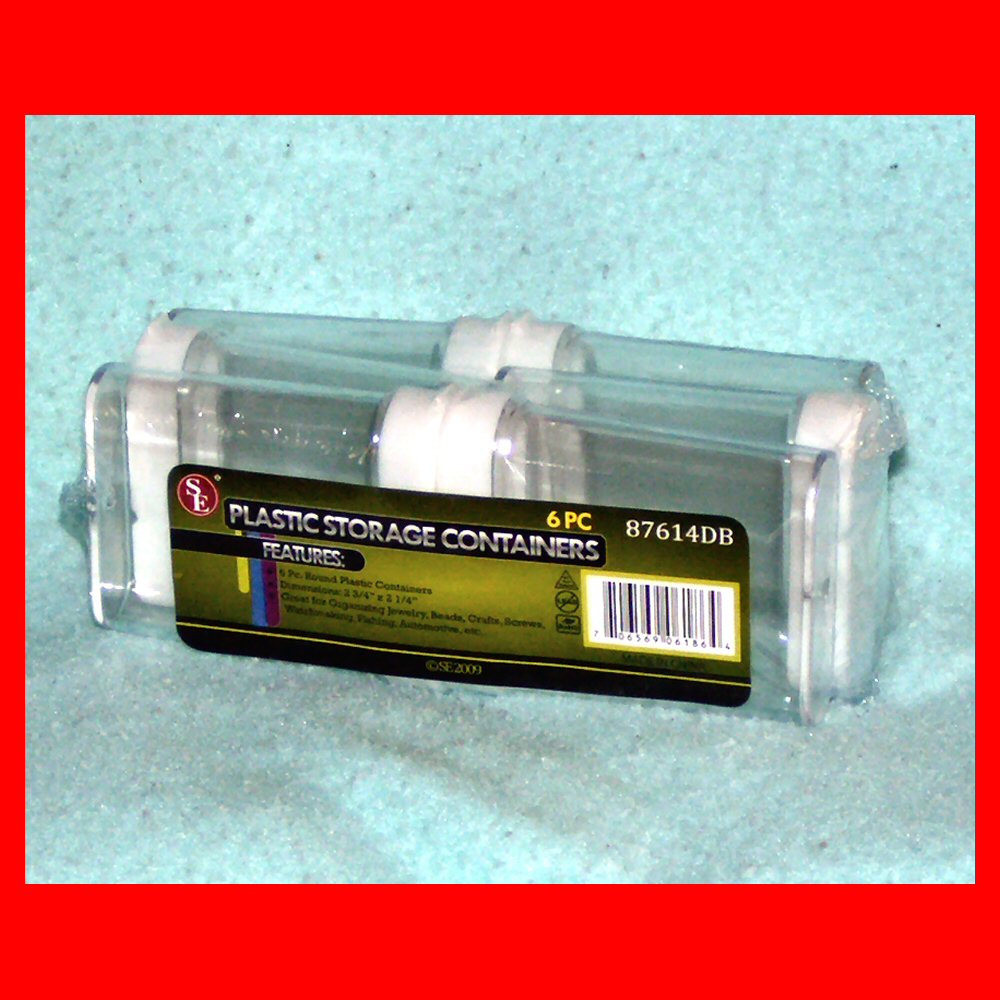 6-pc Plastic Storage Containers Beads Pills Hobby Craft