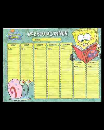 Nickelodeon SPONGEBOB SQUAREPANTS Weekly Planner