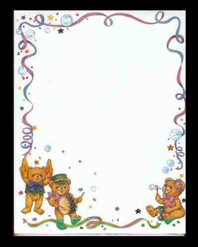 Teddy Bear Band Computer Stationery or Scrapbook Pages