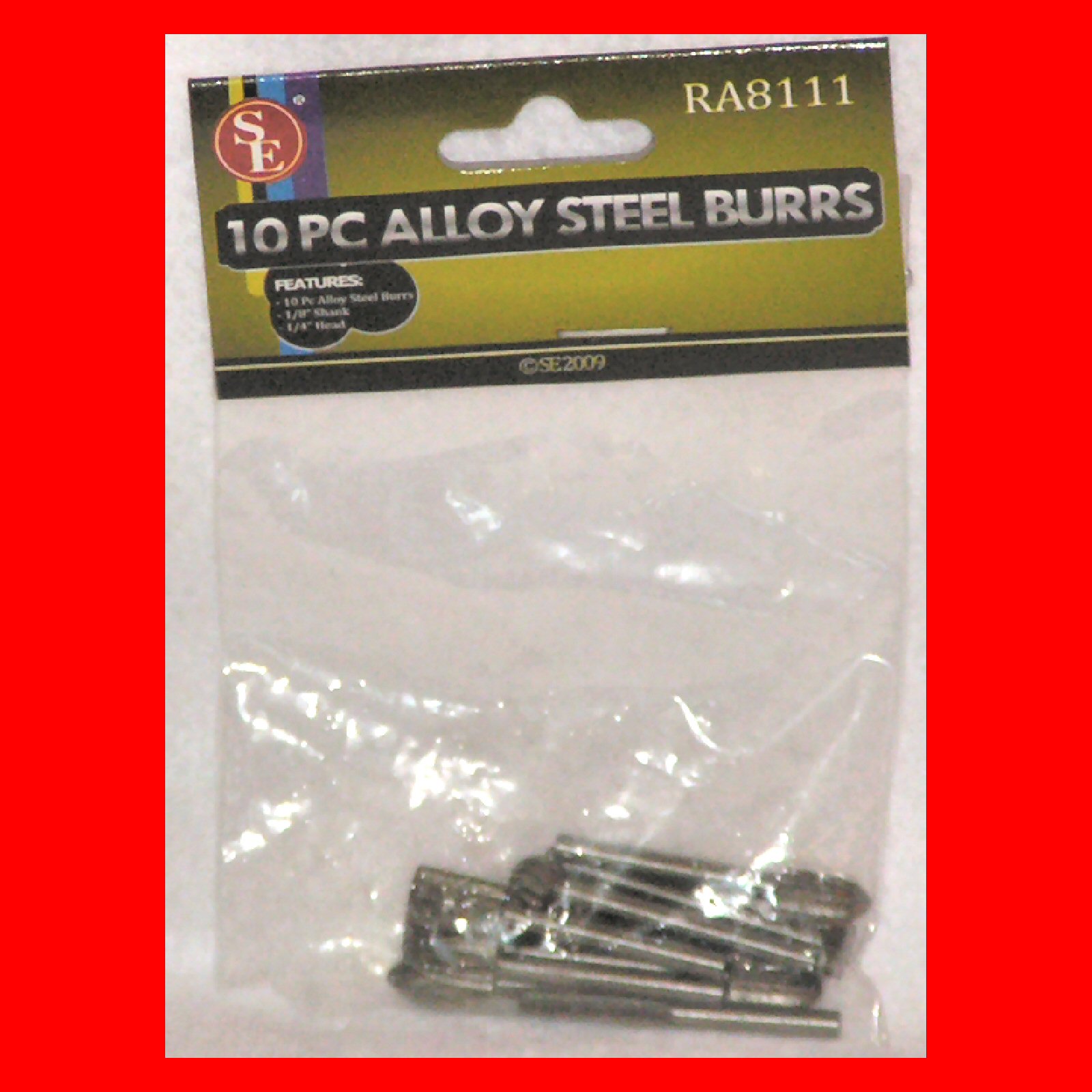 10-pc Rotary Tool Alloy Steel Burrs 1/4-inch Heads